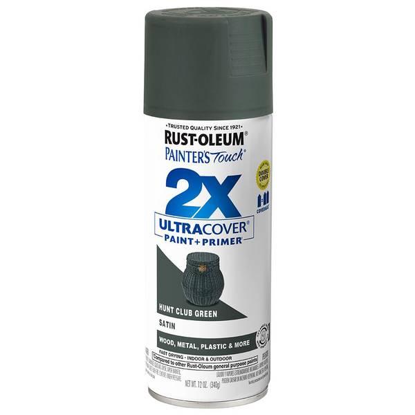 Rust-Oleum Painter s Touch 2X Ultra Cover Satin Hunt Club Green Paint+Primer Spray Paint 12 oz