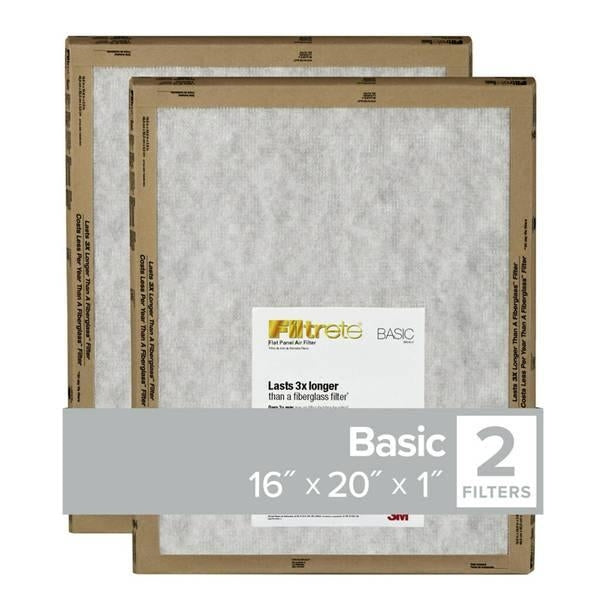 Filtrete 16 in. W x 20 in. H x 1 in. D Synthetic 1 MERV Flat Panel Filter 2 Pk