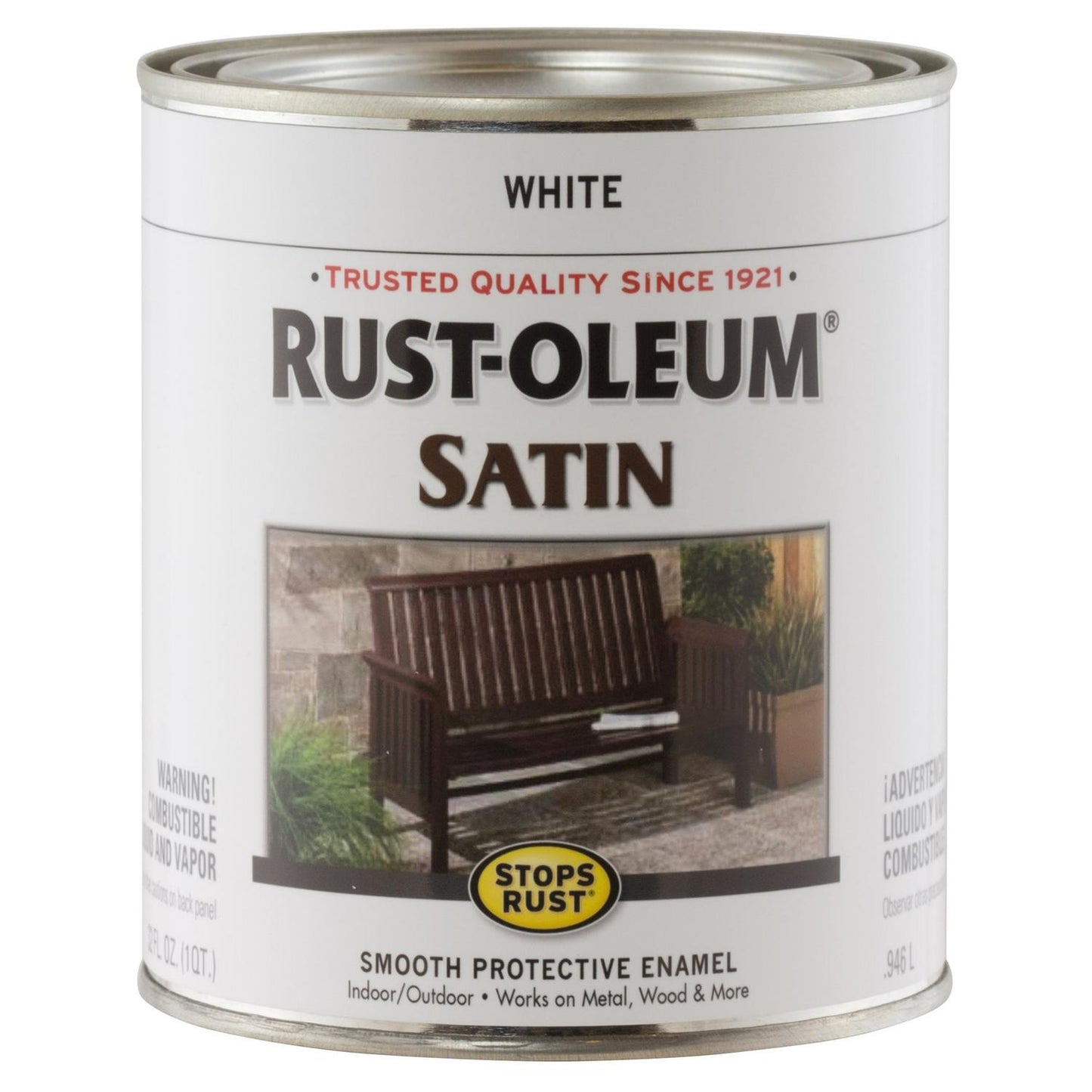 Rustoleum 1 Quart Satin White Protective Enamel Oil Base Paint 7791-502