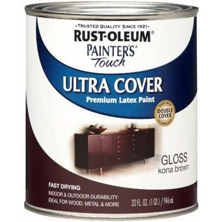 Rust-Oleum Brush On Paint 1977502 Painters Touch Latex, 1-Quart, (Pack of 1), Gloss Kona Brown