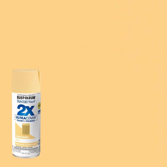 Rust-Oleum Painter S Touch 2x Ultra Cover Satin Summer Squash Paint+Primer Spray Paint 12 oz