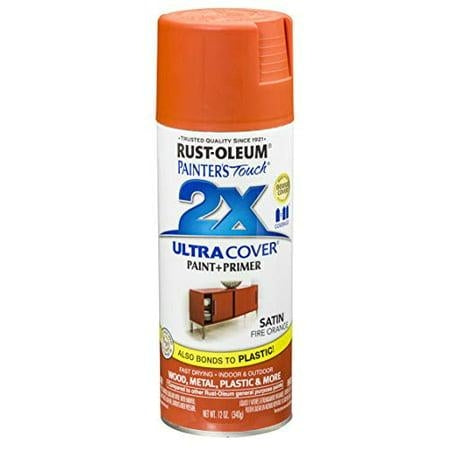 Rust-Oleum Painter S Touch 2x Ultra Cover Satin Fire Orange Paint+Primer Spray Paint 12 oz
