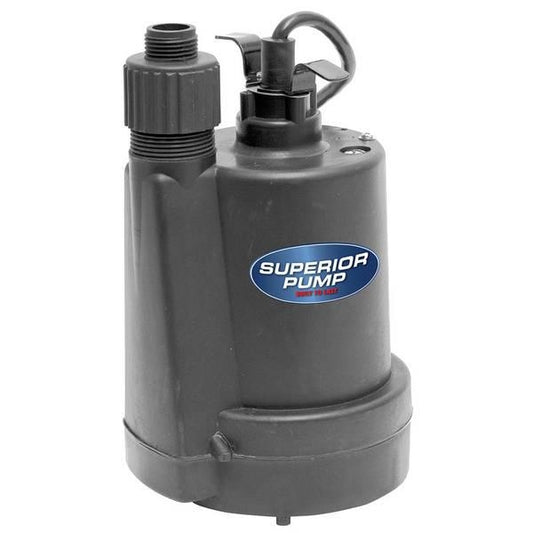 Superior Pump 91250 1/4 HP Thermoplastic Utility Pump with Garden Hose Adapter
