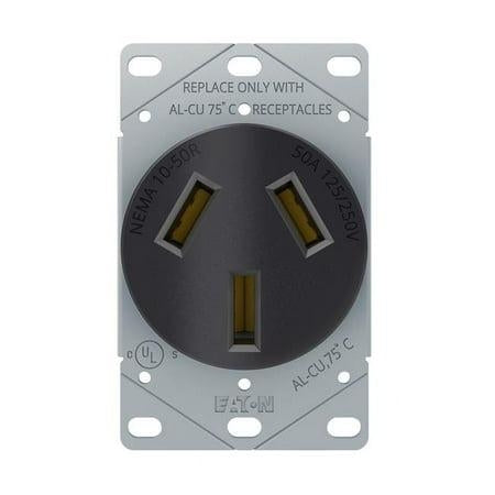 Cooper Wiring AH32BK-F 50A 3 Wire Receptacle Range Power Flush Mount  Black