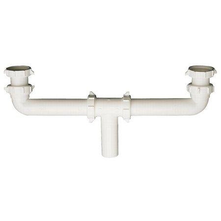 Plumb Pak Pp20930 Center Waste Outlet with Baffle Tee, 1-1/2 in Inlet, Slip Joint/Direct Connect, Plastic, 16"
