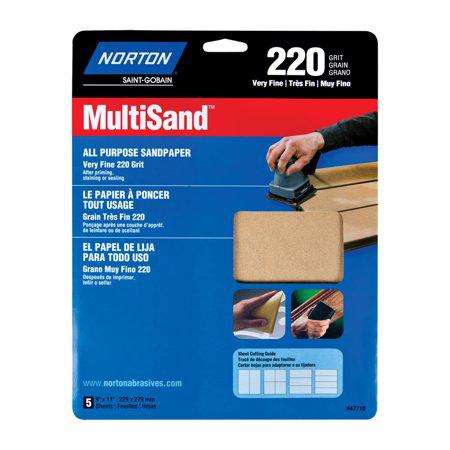 Norton Co. 47710 Norton 76607 General Purpose Multisand Sheet, 11 in x 9 in, 220 Grit