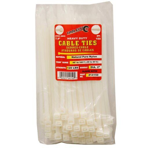 Tool City 7.9 in. L White Cable Tie 100 pk