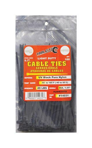 100Pc Black 5.7" 40lb Tensile Light Duty