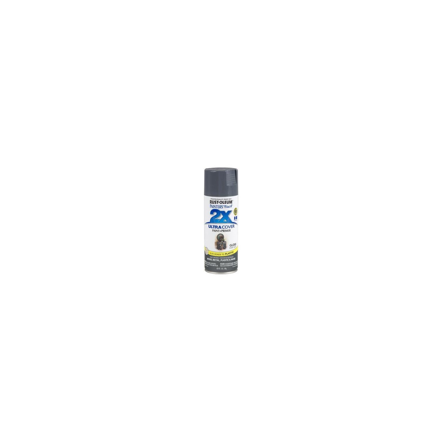 Rust-Oleum Painter S Touch 2x Ultra Cover Gloss Dark Gray Paint+Primer Spray Paint 12 oz