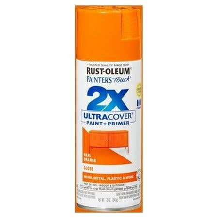 Rust-Oleum Painter S Touch 2X Ultra Cover Gloss Real Orange Paint+Primer Spray Paint 12 oz
