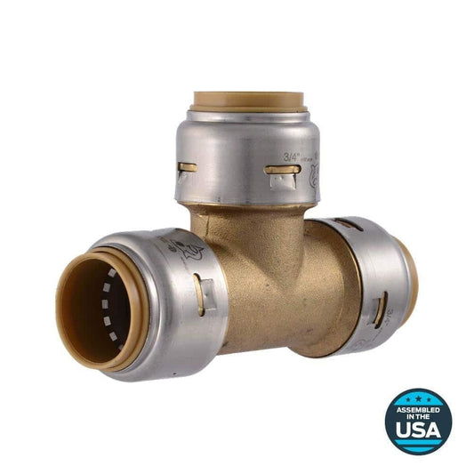 SharkBite Max UR370A Pipe Tee  3/4 in  Push-to-Connect  DZR Brass  250 psi Pressure