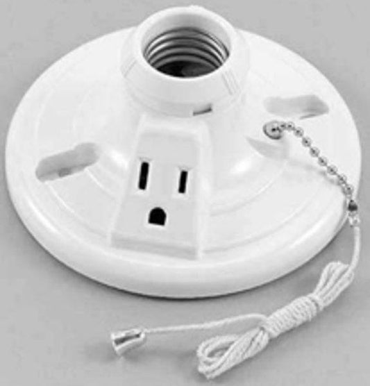 Cooper Wiring Devices 393786504 S865W-SP 15A 125V Ceiling Receptacle Plug with Pull Chain