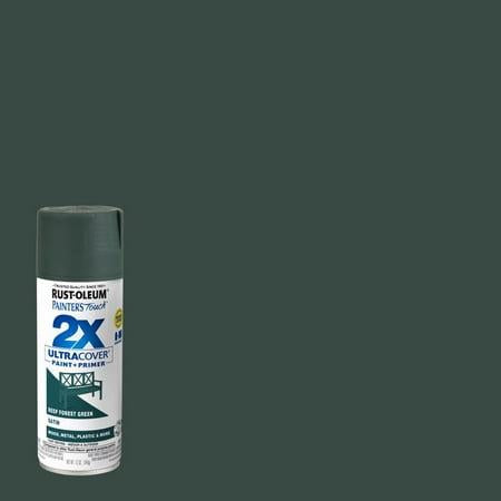 Rust-Oleum Painter s Touch 2X Ultra Cover Satin Deep Forest Paint+Primer Spray Paint 12 oz
