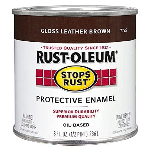 Rustoleum Stops Rust 7775 730 1/2 Pint Leather Brown Protective Enamel Oil Base Paint