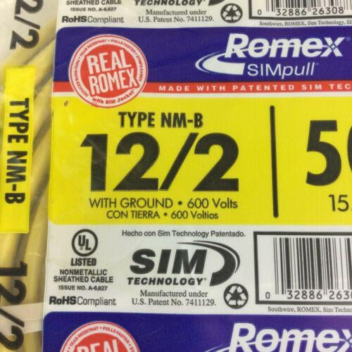 Southwire 28828228 12/2 100 with Ground Romex Brand Simpull Residential Indoor Electricial Wire Type NM-B