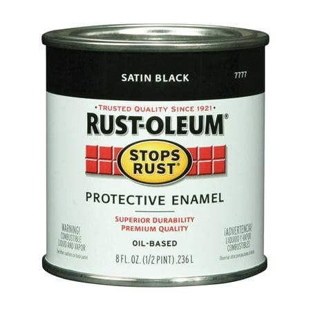 Rust-Oleum Stops Rust Indoor and Outdoor Satin Black Oil-Based Enamel Protective Paint 0.5 PT