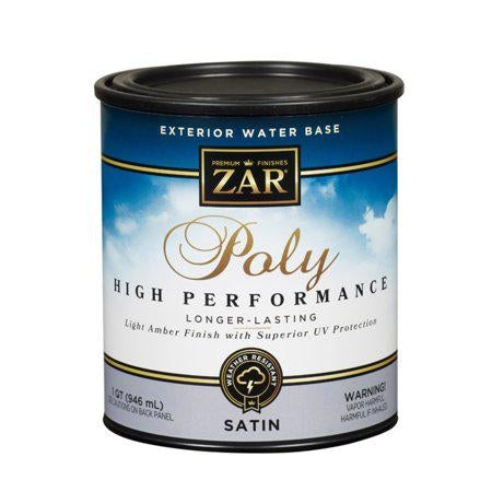Zar 32712 1 Quart Clear Satin Exterior Water Based Polyurethane