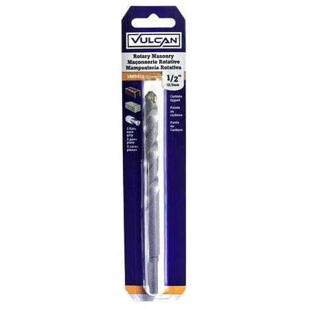 Vulcan Masonry Drill Bit  1/2 In Dia X 6 In L  Wide Spiral Flutes  Straight Shank  Nickel Chrome Plated
