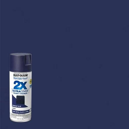 Rust-Oleum Painter s Touch 2X Ultra Cover Satin Midnight Blue Paint+Primer Spray Paint 12 oz