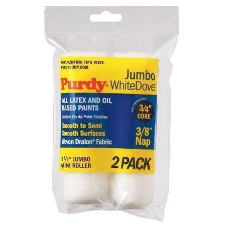 Purdy White Dove Woven Fabric 4.5 in. W x 3/8 in. Jumbo Mini Paint Roller Cover 2 pk