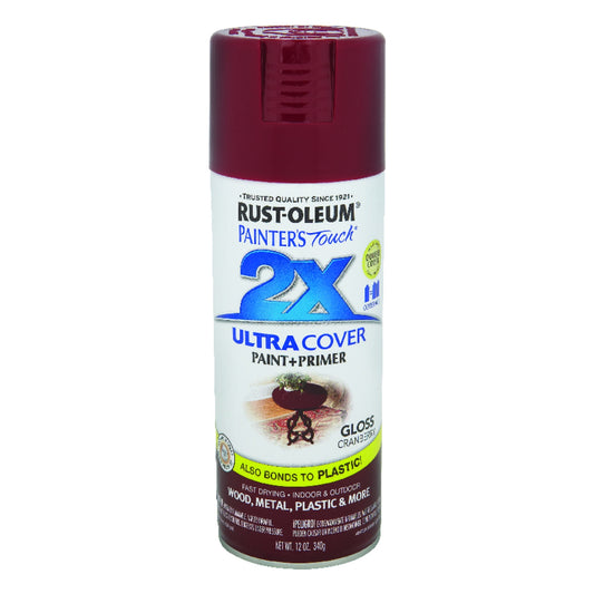 Rust-Oleum Painter S Touch 2X Ultra Cover Gloss Cranberry Paint+Primer Spray Paint 12 oz