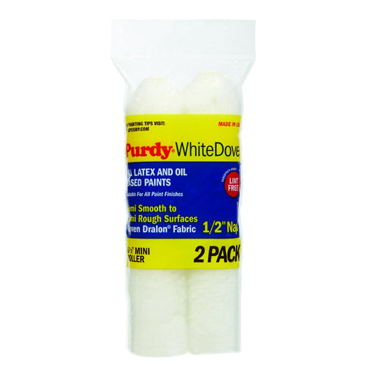 Purdy White Dove Woven Fabric 6.5 in. W x 1/2 in. Mini Paint Roller Cover 2 pk