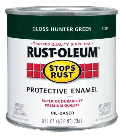 Rustoleum Stops Rust 7738 730 1/2 Pint Hunter Green Protective Enamel Oil Base Paint